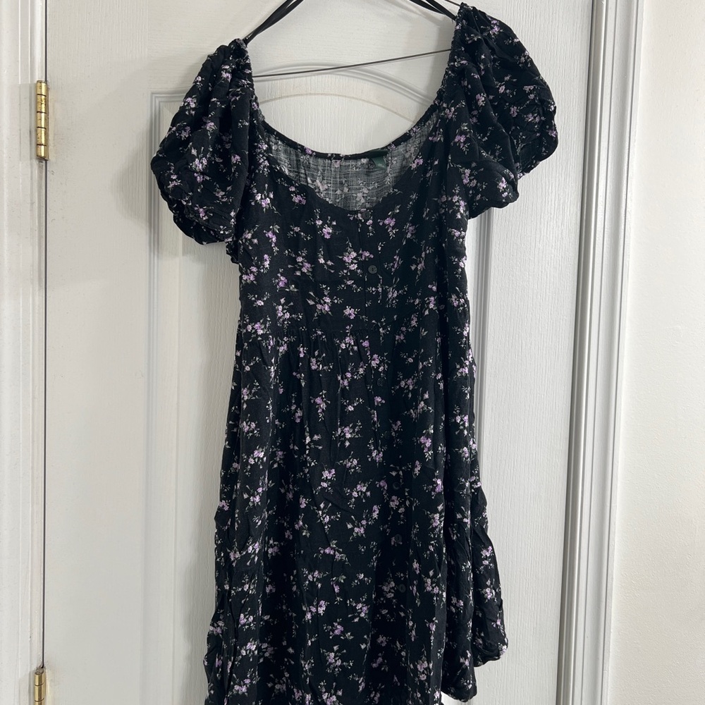 Wild Fable Black Dress with Purple Floral Design